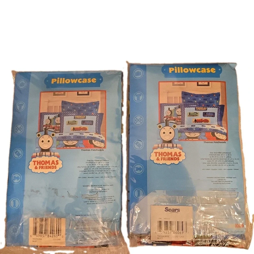 Vntg Thomas & Friends Pillowcases Set of 2 Patchwork Thomas Standard Bedding NIP
